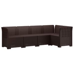 vidaXL 5-Seater Garden Sofa Rattan Look PP Brown