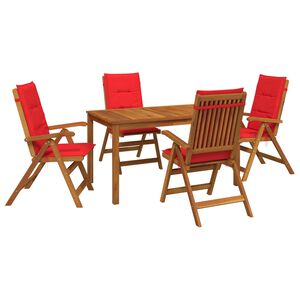 vidaXL 5-Piece Garden Dining Set Natural Solid Acacia Wood