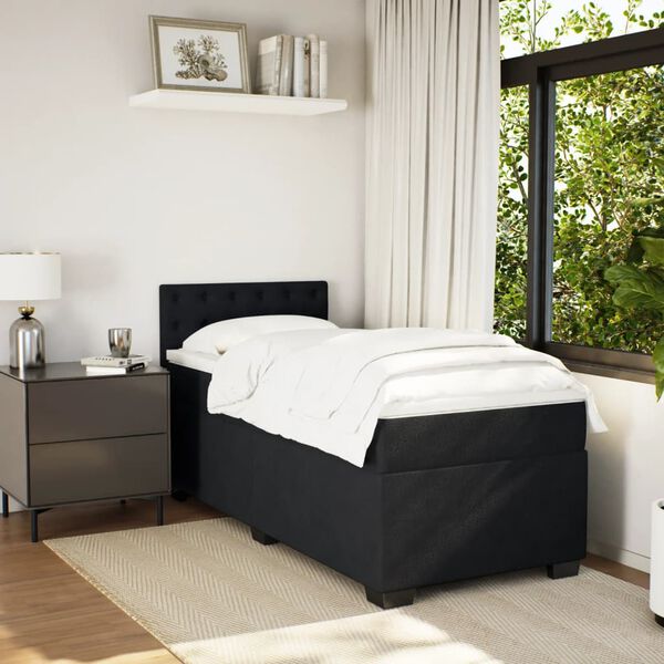 vidaXL Box Spring Bed with Mattress Black 90x200 cm Velvet