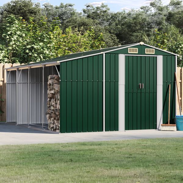 vidaXL Garden Shed Green 277x365.5x179 cm Galvanised Steel