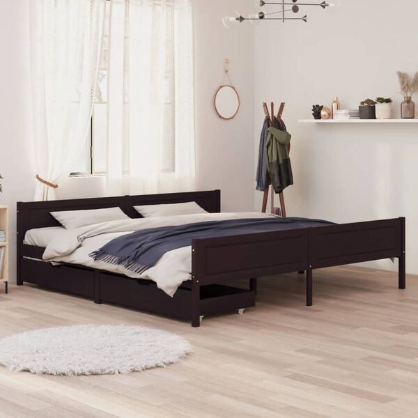 vidaXL Bed Frame without Mattress Dark Brown 200x200 cm Solid Wood