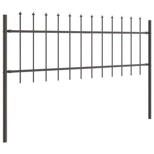 vidaXL Garden Fence 6 pcs Grey 10.2 x 0.6 m Powder-coated Steel