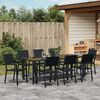 vidaXL Garden Dining Set 9 pcs Black Powder-Coated Steel