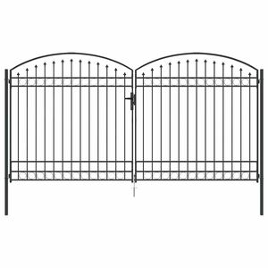 vidaXL Fence Gate with Lock Grey 401 x 250 cm Steel