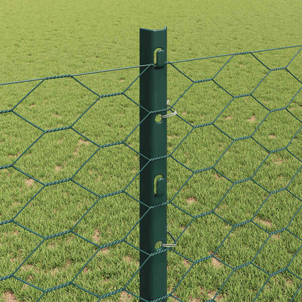 vidaXL Fence with Post Green 1.2 x 10 m Steel and PVC