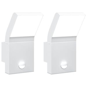 vidaXL Outdoor LED Wall Lights with Sensors 2pcs White Die-cast Aluminium