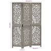 vidaXL Hand carved 3-Panel Room Divider Grey 120x165 cm Solid Mango Wood