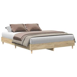 vidaXL Bed Frame No Mattress Sonoma Oak 140x200 cm Engineered Wood