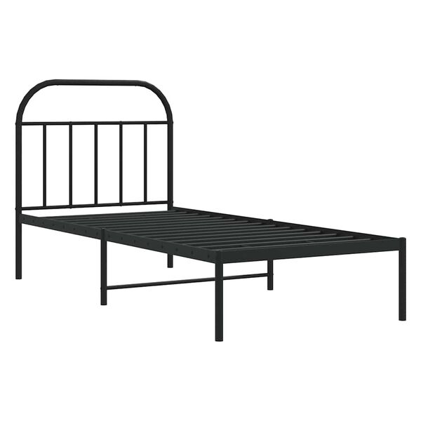 vidaXL Metal Bed Frame without Mattress with Headboard Black 90x200cm