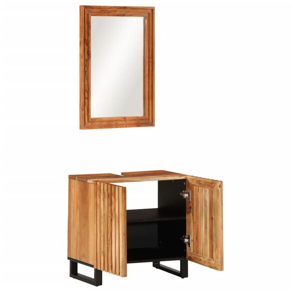 vidaXL 2 Piece Bathroom Furniture Set Solid Wood Acacia