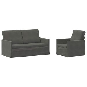 vidaXL Sofa Set 2 pcs Dark Grey Corduroy Fabric