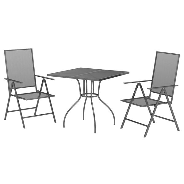vidaXL 3 Piece Garden Dining Set Anthracite Steel