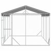 vidaXL Outdoor Dog Kennel with Roof Silver 3x4.5x2.5 m Galvanised Steel