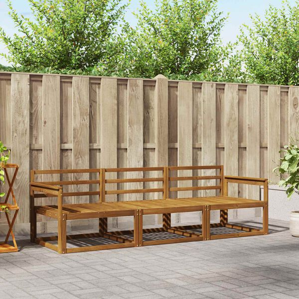vidaXL Outdoor Sofa Set 3 pcs Natural Solid Acacia Wood