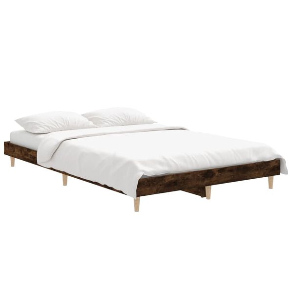vidaXL Bed Frame without Mattress Smoked Oak 120x190 cm Small Double Engineered Wood
