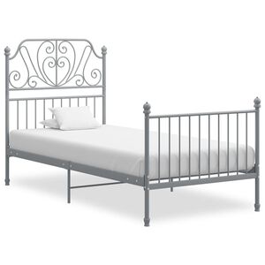 vidaXL Bed Frame without Mattress Grey Metal 90x200 cm