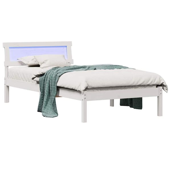 vidaXL Bed Frame with Headboard White 90 x 200 cm Solid Pine Wood