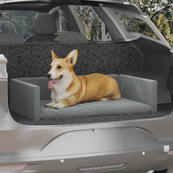 vidaXL Dog Car Boot Light Grey 90x60 cm Linen Look