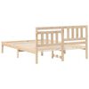 vidaXL Bed Frame with Headboard Brown 135 x 190 cm Solid Pine Wood