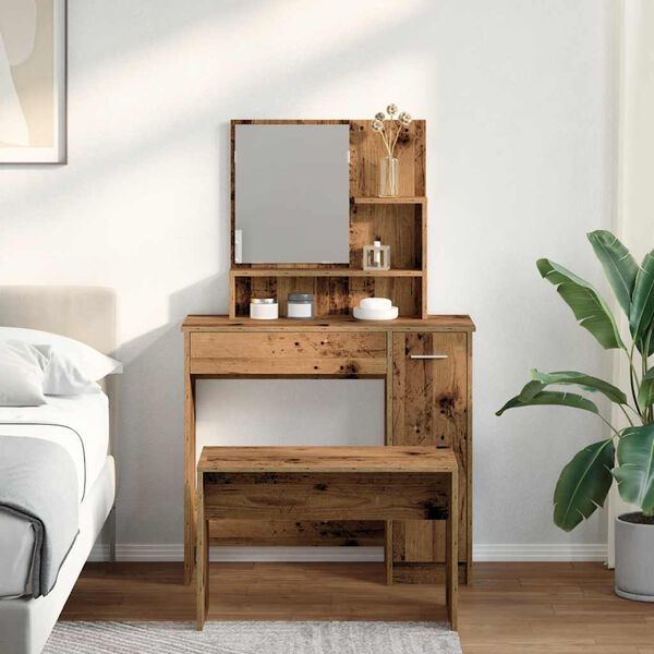 vidaXL Dressing Table Set Old Wood Engineered Wood
