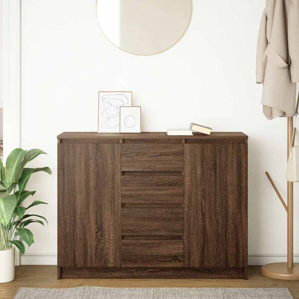 vidaXL Sideboard with Drawers Brown Oak 100.5x35x76 cm Engineered Wood