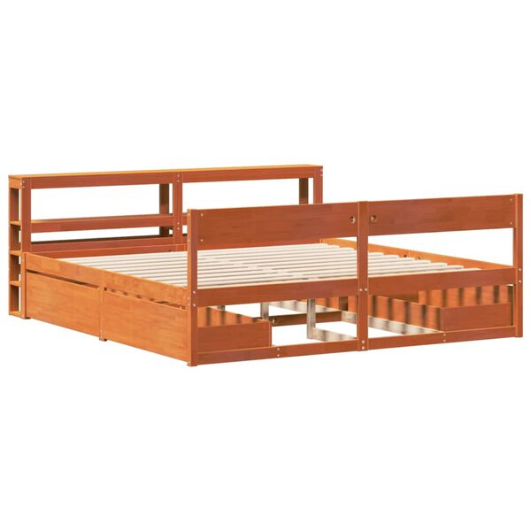vidaXL Bed Frame without Mattress Wax Brown 180x200 cm Super King Size Solid Wood Pine