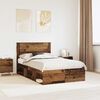vidaXL Bed Frame with Headboard Old Wood 120 x 200 cm Solid Pine Wood