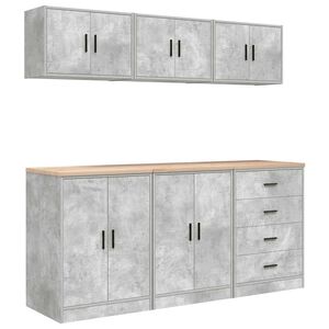 vidaXL Garage Cabinets 6 pcs Concrete Grey Engineered Wood