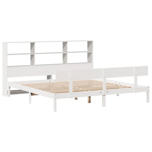 vidaXL Bookcase Bed without Mattress White 180x200 cm Super King Solid Wood Pine