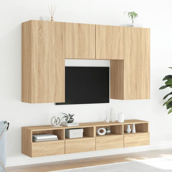 vidaXL TV Wall Cabinet Sonoma Oak 80x30x30 cm Engineered Wood