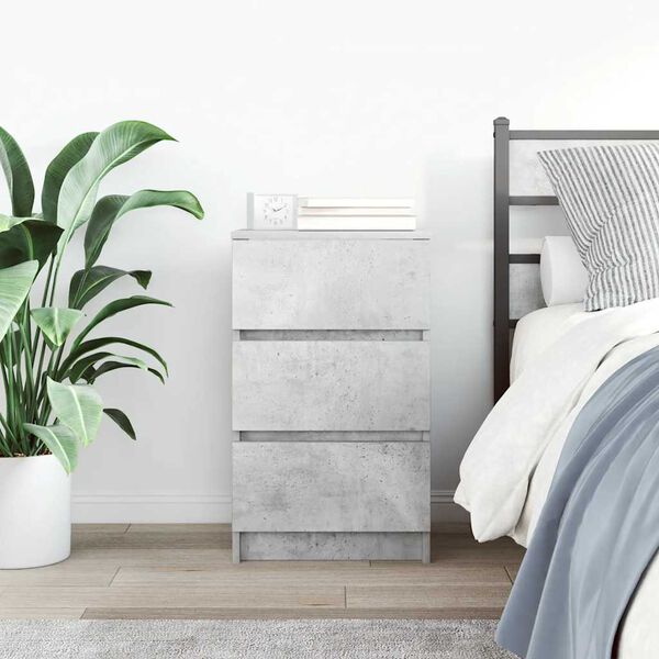 vidaXL Bedside Cabinet with 3 Drawers Concrete Grey 39x35x65 cm