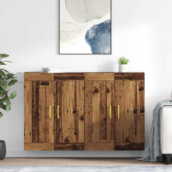 vidaXL Wall-mounted Cabinet 2 pcs Old Wood 69.5 x 34 x 90 cm
