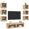 vidaXL 8 Piece TV Wall Units with LED Sonoma Oak Engineered Wood