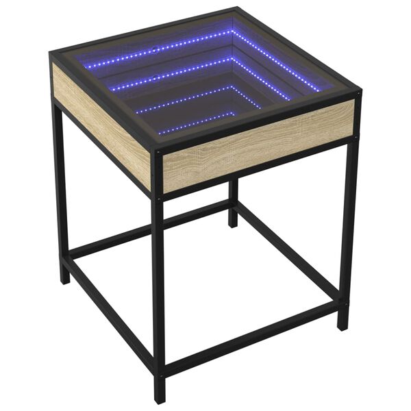 vidaXL Coffee Table with Infinity LED Sonoma Oak 40x40x51 cm