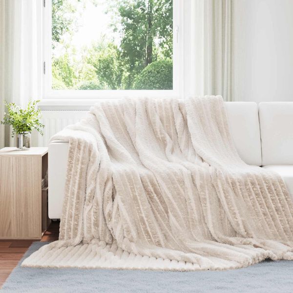 vidaXL Throw Blanket Beige 240 x 220 cm Fleece