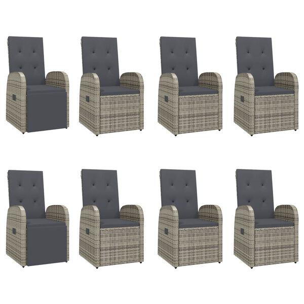 vidaXL 9 Piece Garden Dining Set Grey Poly Rattan&Solid Wood Acacia