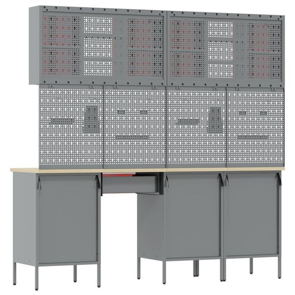 vidaXL Work Cabinet with Drawer 10 pcs Black Engineered Wood and Steel