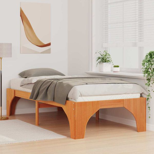 vidaXL Bed Frame Brown 75 x 190 cm Solid Pine Wood