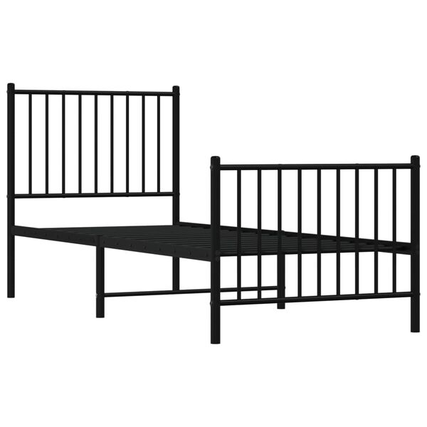 vidaXL Metal Bed Frame without Mattress with Footboard Black 80x200cm