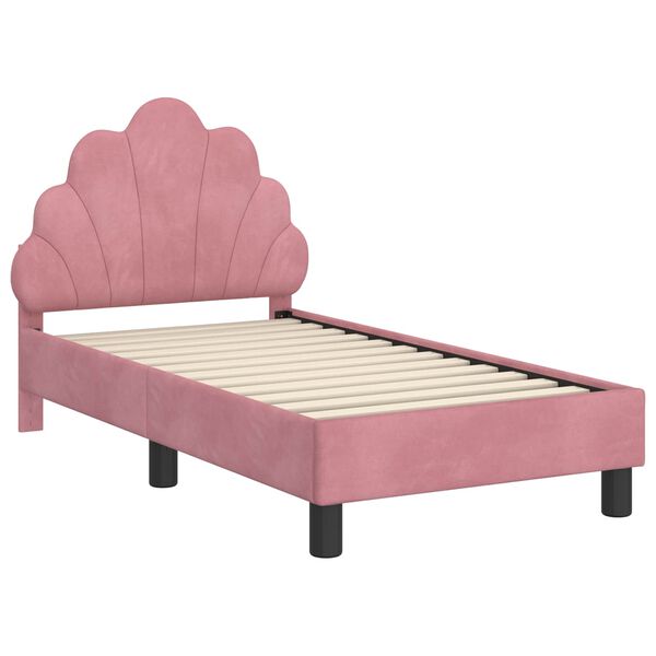 vidaXL Toddler Bed Frame with Headboard Pink 70 x 140 cm Velvet