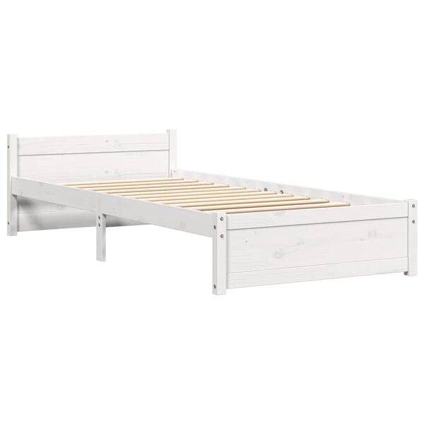 vidaXL Bed Frame without Mattress White Solid Wood 90x200 cm