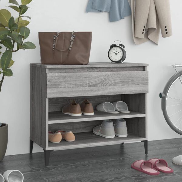 vidaXL Shoe Cabinet Grey Sonoma 70x36x60 cm Engineered Wood