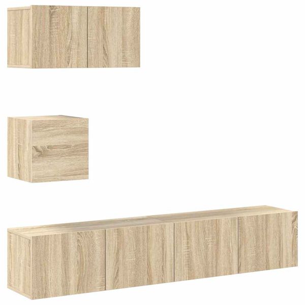 vidaXL 4 Piece TV Cabinet Set Sonoma Oak Engineered Wood