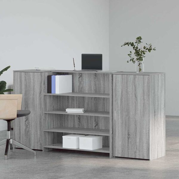 vidaXL Reception Desk Grey Sonoma 200x50x103.5 cm Engineered Wood