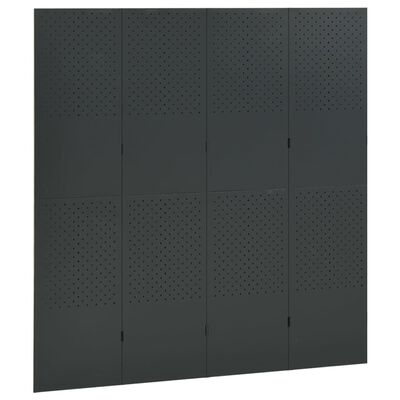 vidaXL 4-Panel Room Dividers 2 pcs Anthracite 160x180 cm Steel