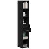 vidaXL Bookcase with Drawer Black Oak 30 x 42.4 x 185.2 cm