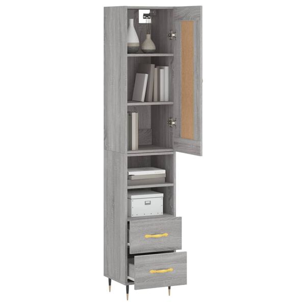 vidaXL Highboard Grey Sonoma 34.5x34x180 cm Engineered Wood