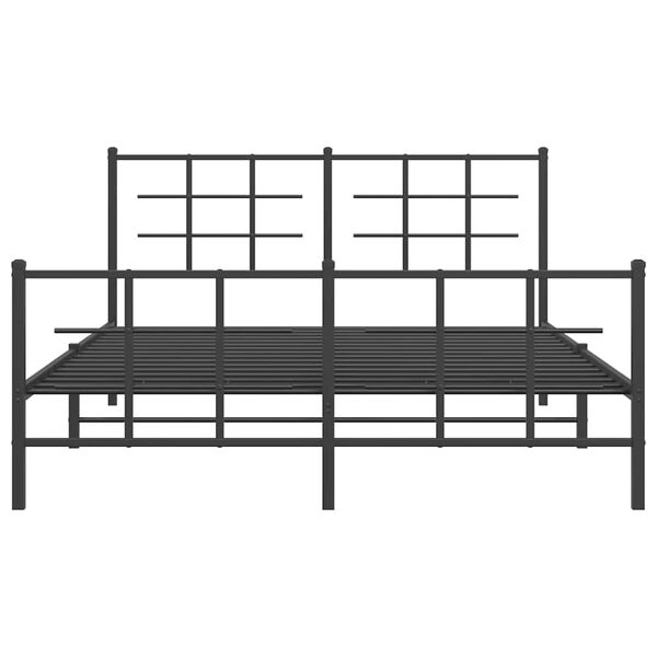 vidaXL Metal Bed Frame without Mattress with Footboard Black 150x200cm