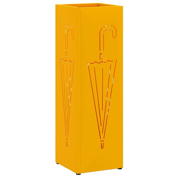 vidaXL Umbrella Stand Mustard 15.5 x 15.5 x 49 cm Metal