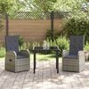 vidaXL Garden Dining Set with Cushion 3 pcs Grey Poly Rattan